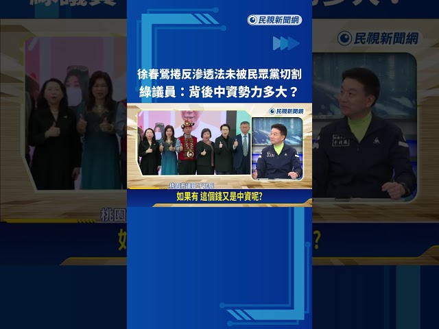 徐春鶯捲反滲透法未被民眾黨切割 綠議員:背後中資勢力多大?－民視新聞
