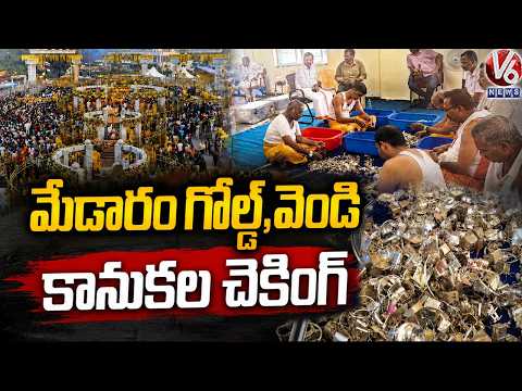 Quality Checking For Gold and Silver Ornaments Collected From Medaram Hundi | Warangal | V6 News - V6NEWSTELUGU