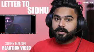REACTION ON : Sunny Malton - Letter to Sidhu (OFFICIAL VIDEO) SIDHU MOOSE WALA