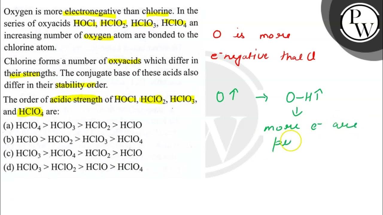 Oxygen is more electronegative than chlorine. In the series of oxyacids