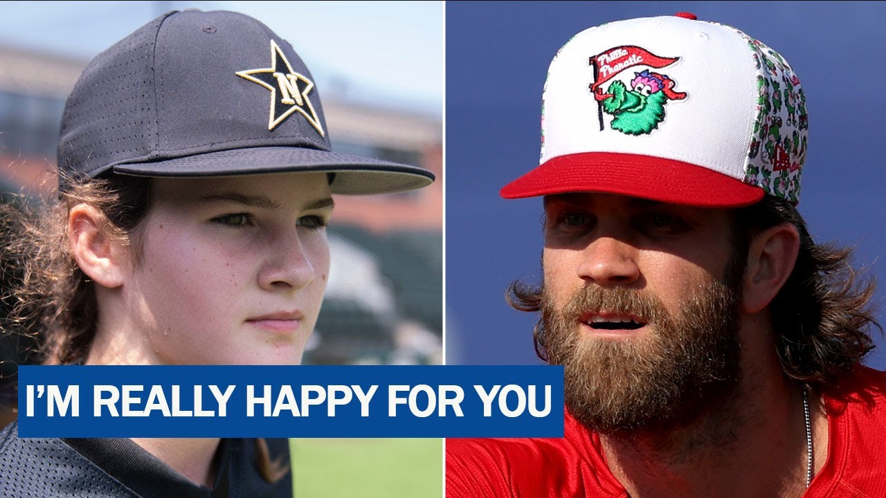 Phillies' Bryce Harper meets only female player in Little League World