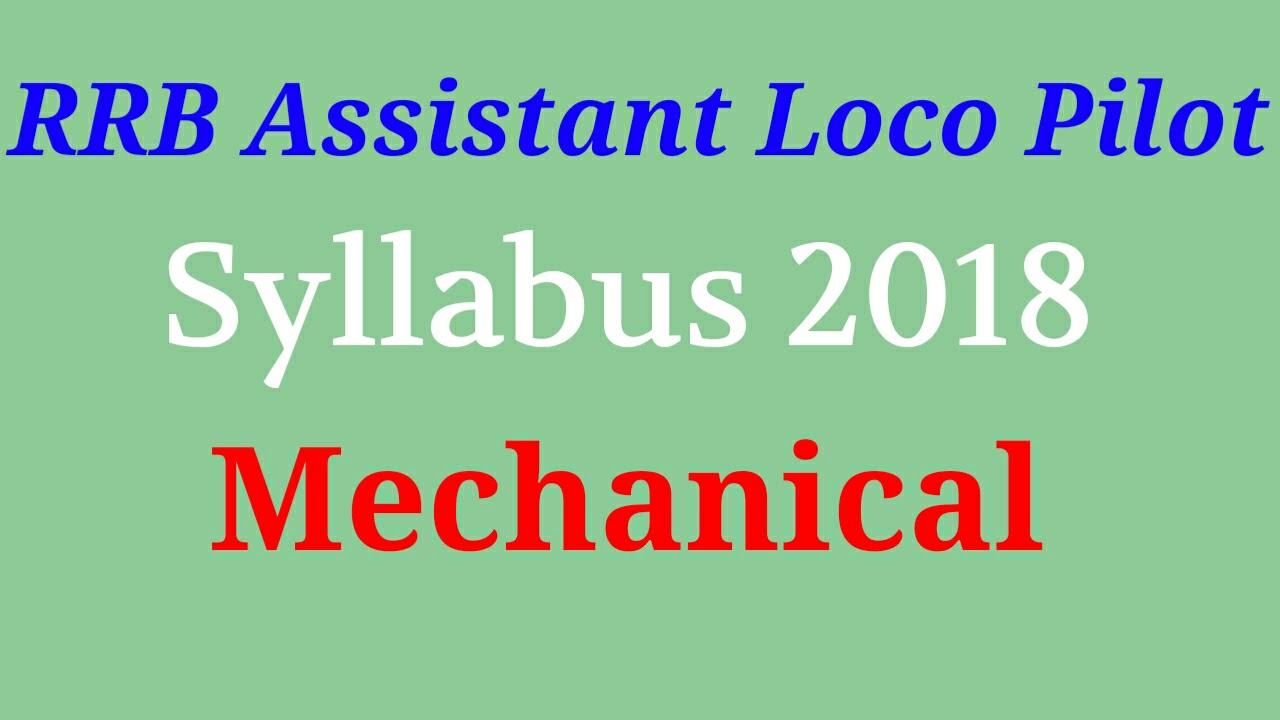 RRB Assistant Loco Pilot Syllabus 2018  Mechanical | RRB ALP Syllabus 2018