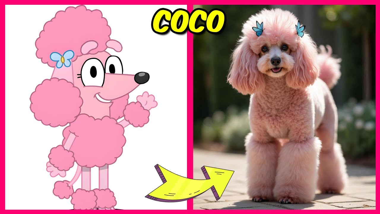 🐩BLUEY CHARACTERS IN REAL LIFE🔥! + Who Said It Quiz & Their Favorite Snacks, Drinks & More! I Coco