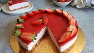 no-bake strawberry cheesecake, incredibly delicious dessert 😋