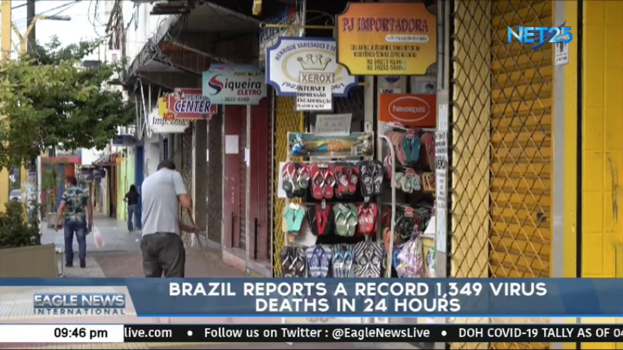 Brazil reports a record 1,349 virus deaths in 24 hours - YouTube