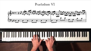 Bach Prelude and Fugue No.6 (Moderate Tempo) Well Tempered Clavier, Book 1 with Harmonic Pedal chords