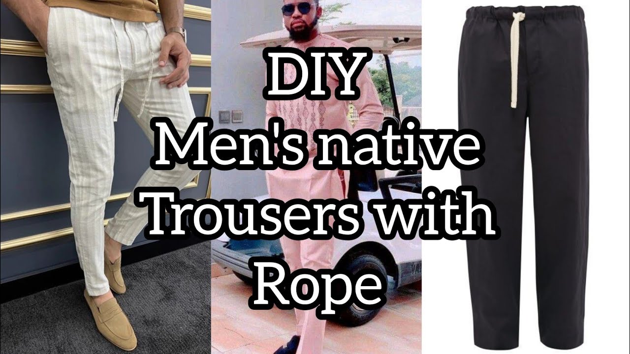 How To CUT and SEW Men's Trousers with Rope [shokoto] - YouTube