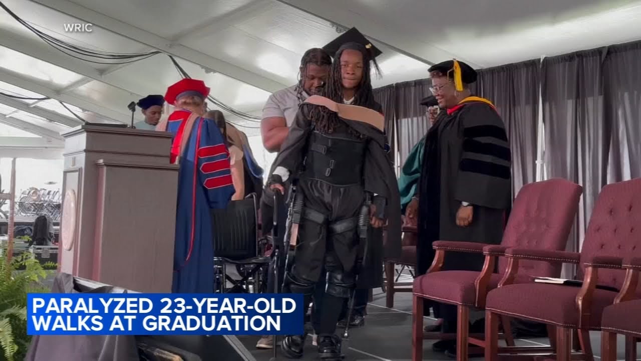 Special exoskeleton suit helps paralyzed student walk across graduation ...