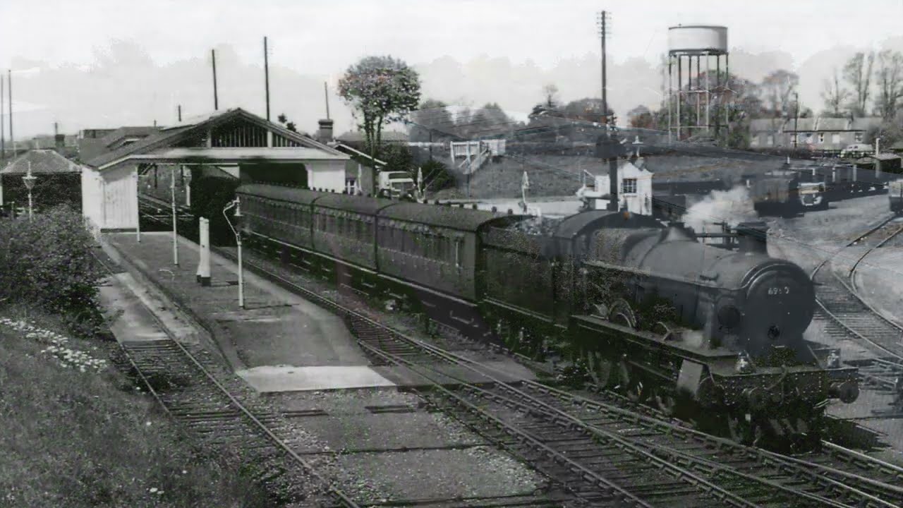 View of the old railway line and Thame station area using drone footage and historical images