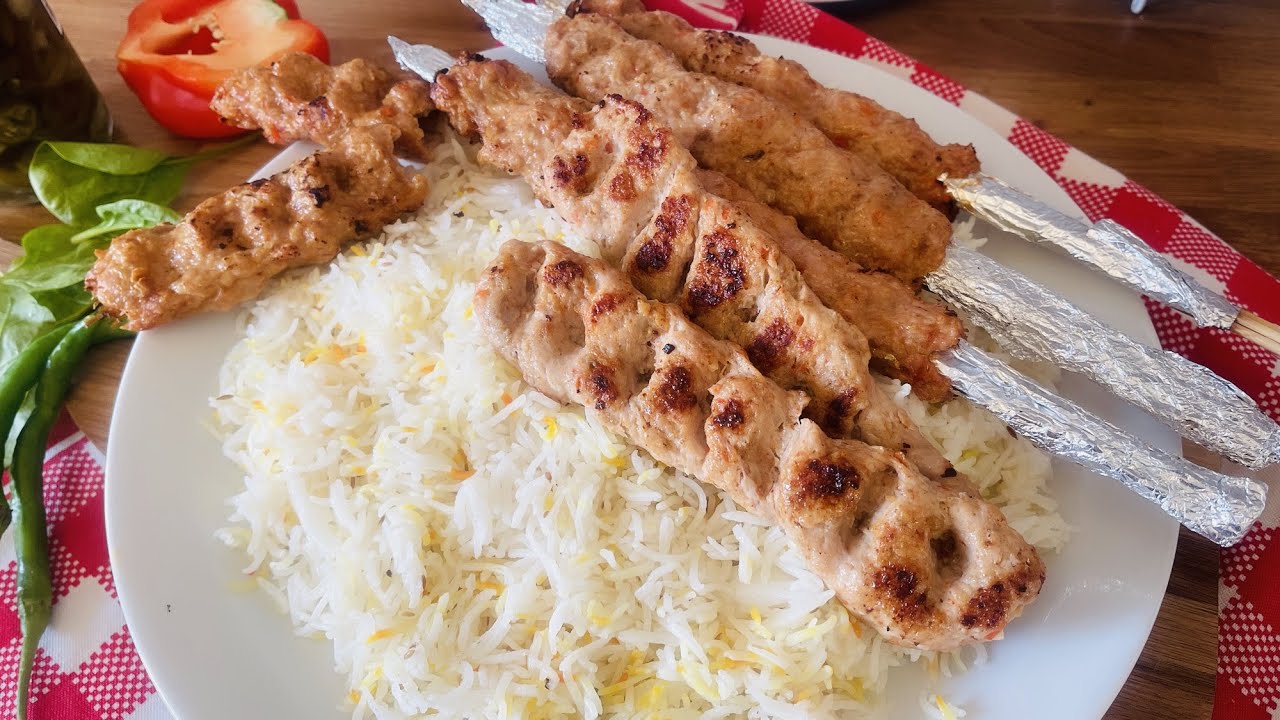 Turkish Chicken Adana kebab recipe Turkish chicken Adana kabab with homemade skewers YouTube