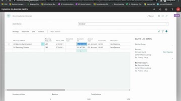 Create Recurring General Journal in Microsoft Dynamics Business Central