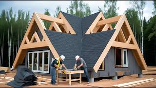 Young Couple Builds a Cozy Off-Grid Log Cabin From Scratch in Just 50 Days | @woodjunkie_yt