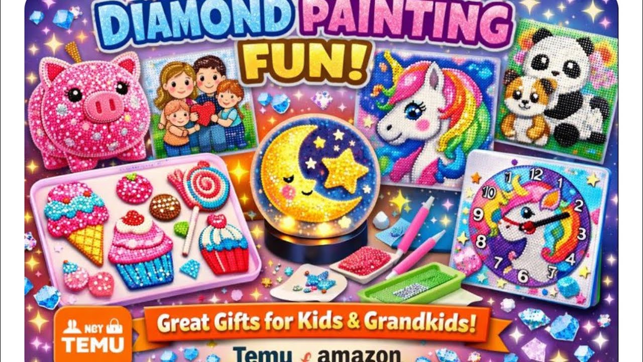 So Much Sparkle! ✨ Temu & Amazon Diamond Painting + The Perfect Gift for Grandkids
