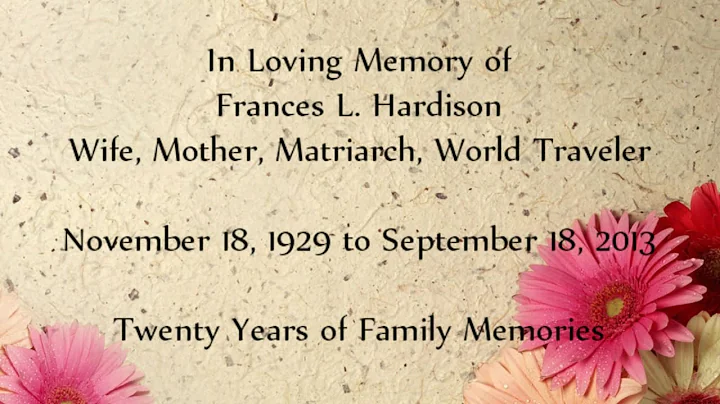 Frances Lucille Jacobsen Hardison 1929 to 2013
