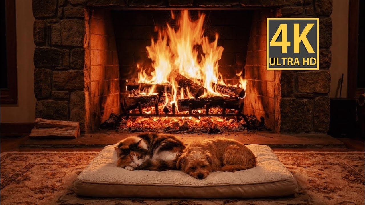 🔥 Ultra Real Fireplace Ambience 4K. Burning Logs & Crackling Fire Sounds