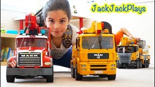 Fishing With Huge Crane Toys Bruder Truck Pretend Play For Kids Jackjackplays