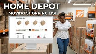 Moving list and tutorial on how to find out which aisle moving boxes are located at Home Depot