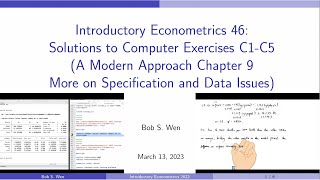 Solutions to Computer Exercises C1-C5 (A Modern Approach Chapter 9) | Introductory Econometrics 46