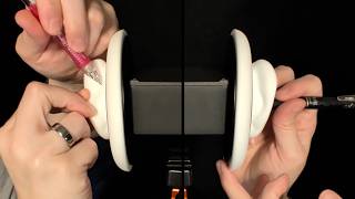 ASMR - Twin Eardrum Writing and Ear Wiping - No Talking - No Gloves