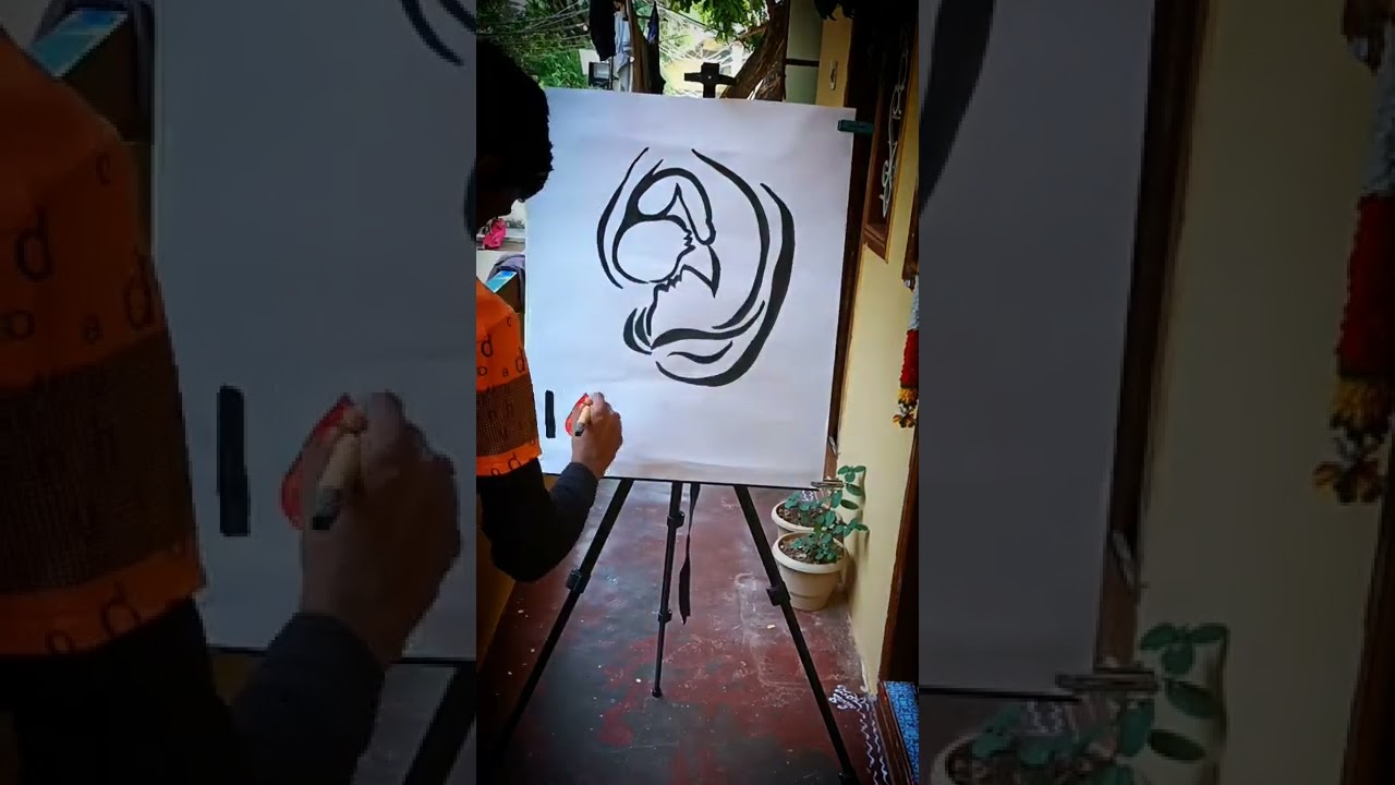 Mom and son reverse painting 🎨 