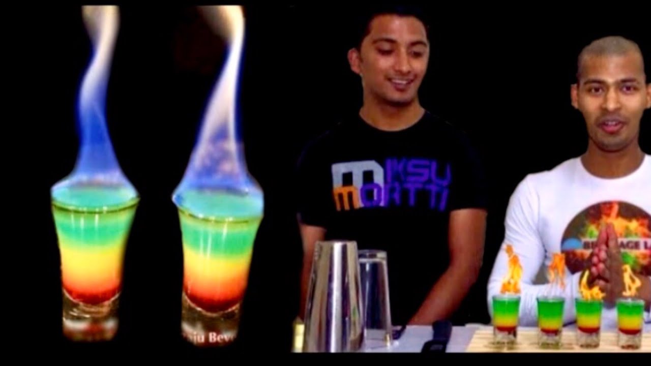 How to Make flaming Rainbow Shots Raju Beverage Lab YouTube