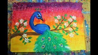 easy painting peacock beginners