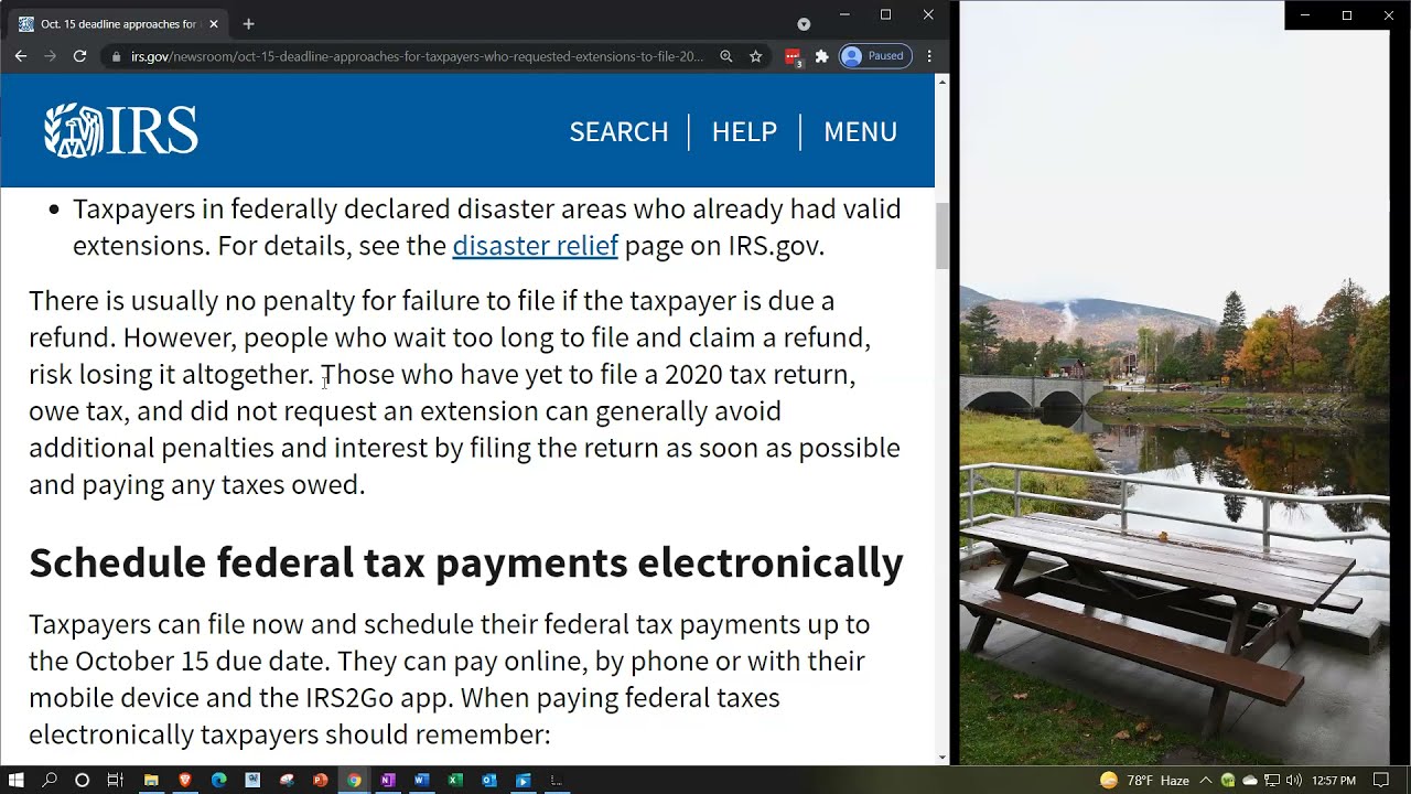 Oct. 15 deadline approaches for taxpayers who requested extensions to file 2020 tax returns