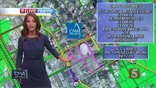 CMA Awards road closures start Monday