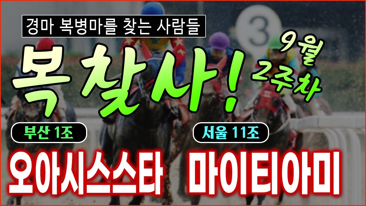 이번주 경마 복병! 선동렬의 [복찾사] 9월 2주차 경마의 복병 두 마리 확인!