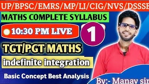L1, TGT PGT MATHS| Lt | UP TGT MATHS  EMRS / DSSSB / BPSC / KVS | indefinite integration short Trick