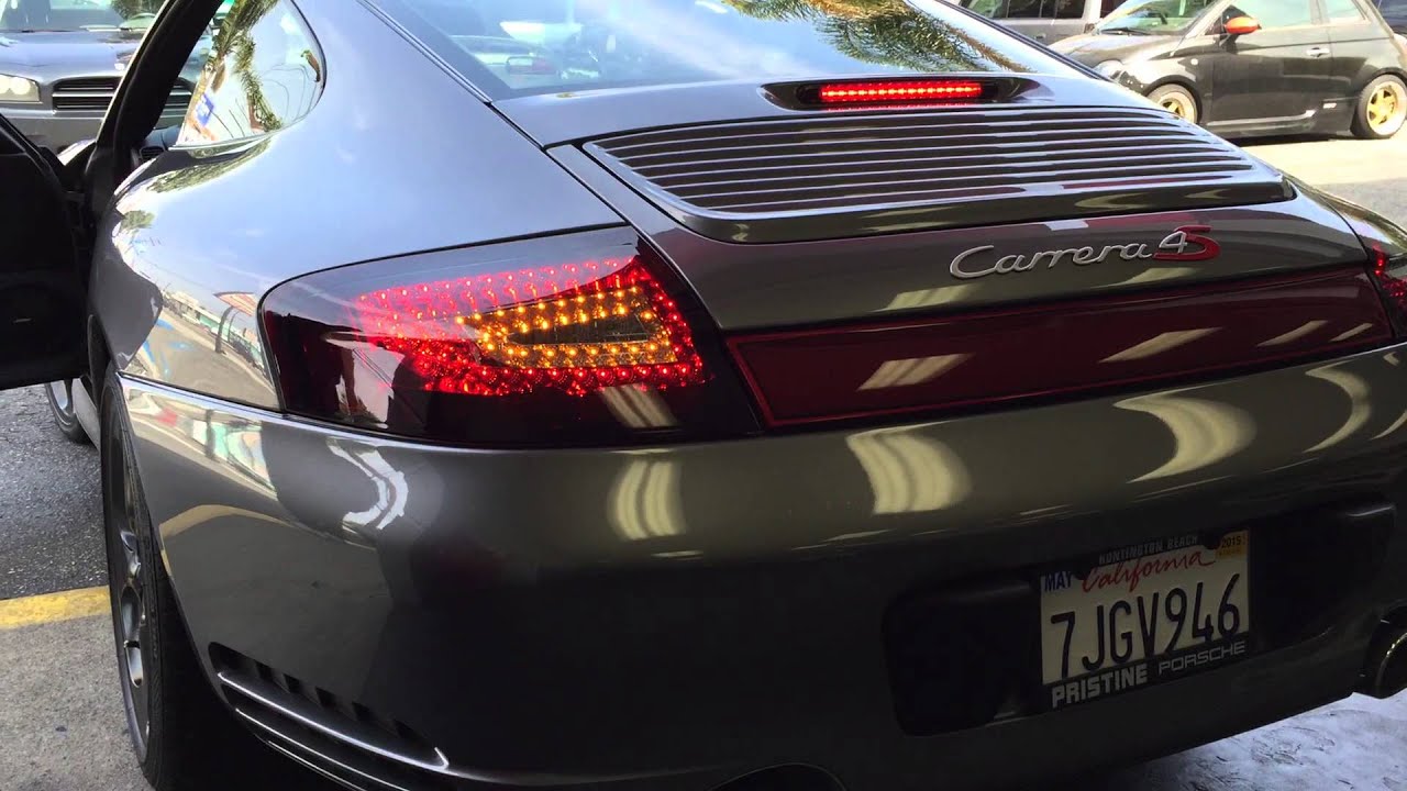 Porsche Carrera 996 C4S Smoke Red Led Tail Lights and Dual Smoke 3rd Brake  light Upgrade - YouTube