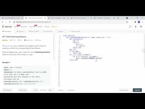 LC 477: Total Hamming distance, Part 2 (Code)