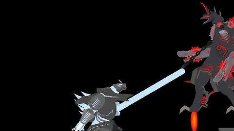 mecha dagon(kiryu) vs Slick gigan/stick nodes #kiryu #gigan #battle