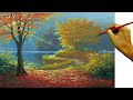 Acrylic PAINTING TUTORIAL on How to Paint Autumn Morning in Lake