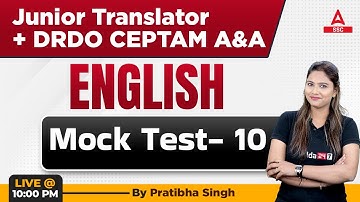DRDO CEPTAM 10 Admin & Allied | English by Pratibha singh | Mock Test 10