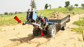 Swaraj 735 Tractor front tyres No | See how the Swaraj tractor Trolley runs on 2 tires | Tractor