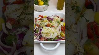 Low effort, Healthy & Delicious.🐟Mediterranean Cod to the Rescue!🍋 #easyrecipe #quickdinner #food