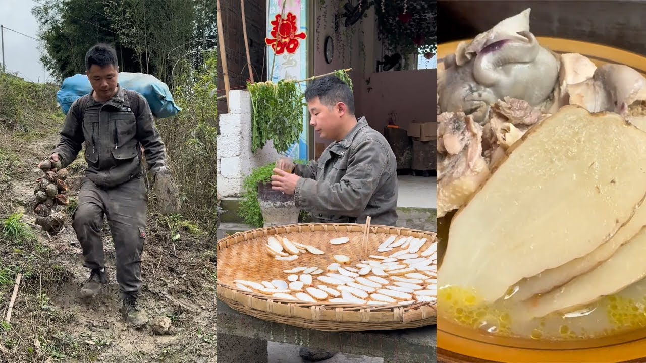 自從她媽媽走了以後，媛媛就像是這個家的女主人一樣，她主內，我主外，每天忙的不可開交……#新農人計劃2025#幹天麻#臘肉#農村生活 #美食