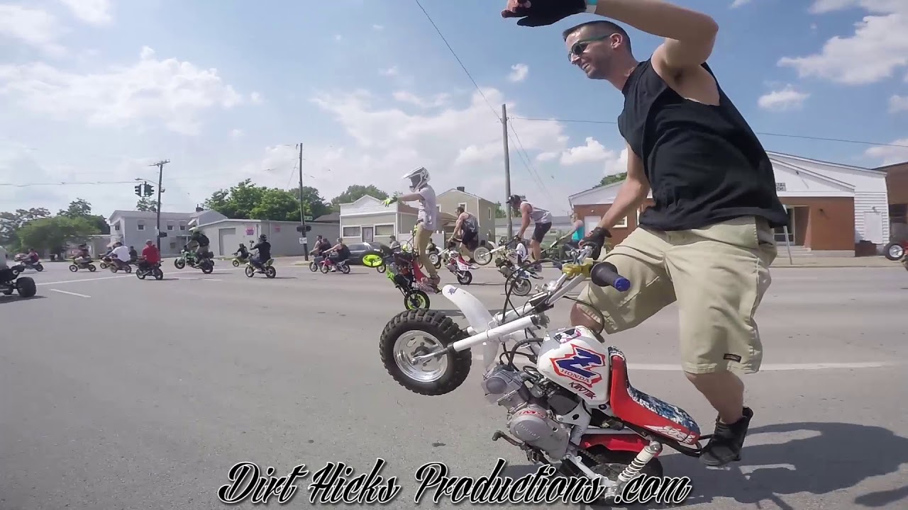DUDE DATE 2018 STREET RIDE - WORLD'S LARGEST PITBIKE RIDE - LOUISVILLE KENTUCKY STUNT RIDING