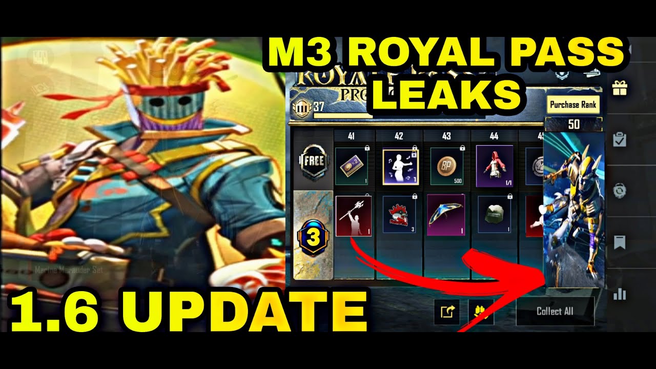 M3 ROYAL PASS 1 TO 50 REWARDS || 1.6 UPDATE LEAKS|| BGMI / PUBG