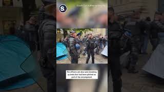 Paris Police Descend on Pro Palestine Encampment in Place de la Sorbonne
