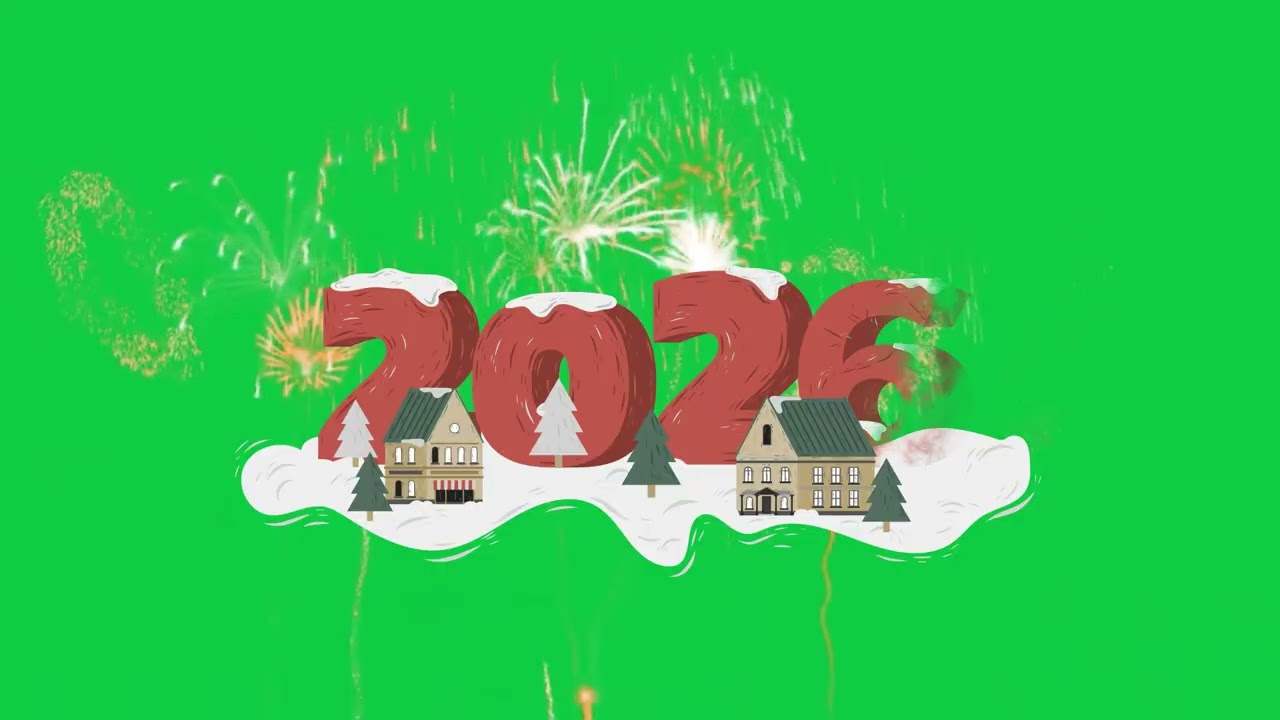 2026 Green Screen | Elegant Fireworks & Ice Style | Free Download