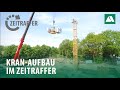 Kranaufbau Hattinger Stieg im Zeitraffer