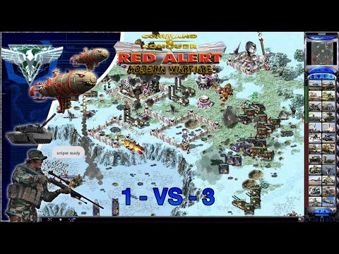 Sniper Ready | Red Alert 2 - Modern Warfare Mod | Britain Vs 3 Random | Hard AI