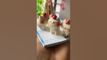 Making a strawberry cat 🍰🍓as suggested by you guys ! #clay #cutecat