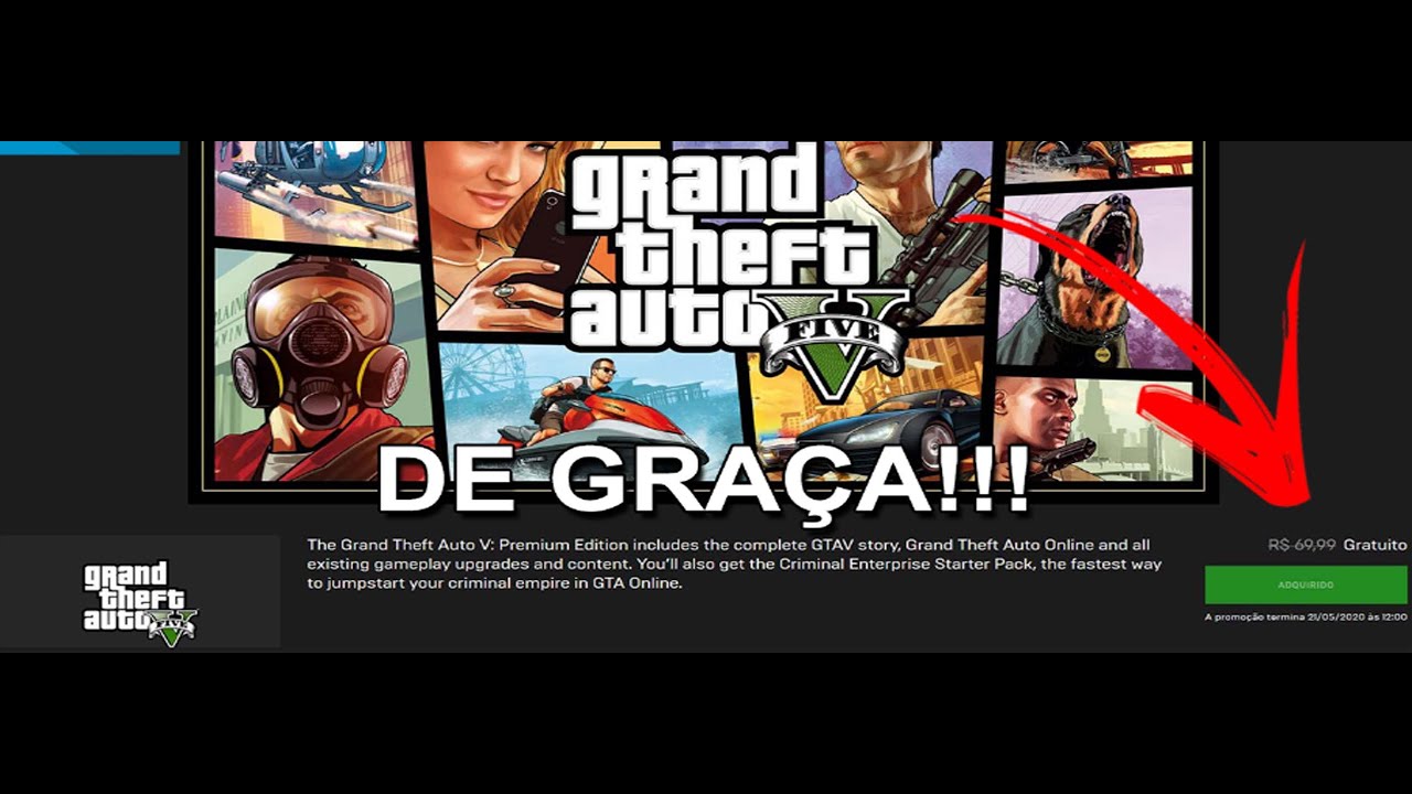 GTA V - DE GRAÇA - NA EPIC GAMES 