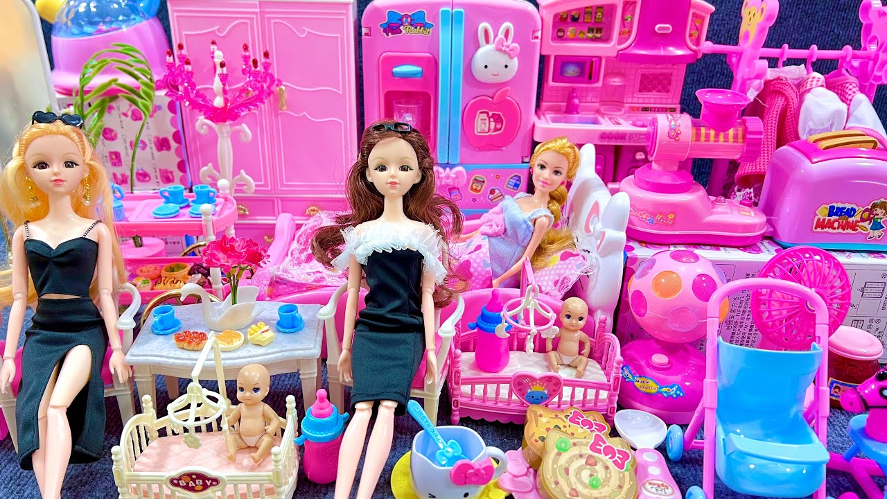 13 Minutes Satisfying with Unboxing Barbie Princess Bed ＆ Bedroom Collection Toys Review | ASMR