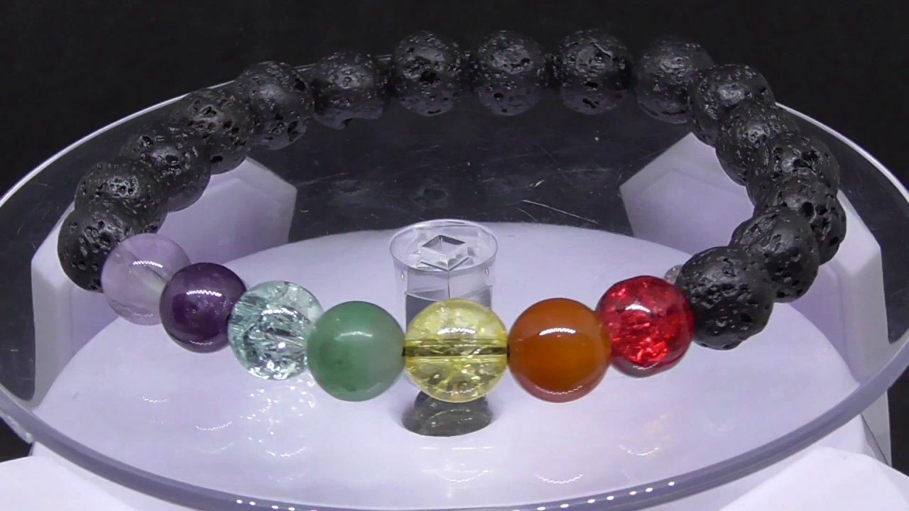 7 Chakra Black Lava Stone - Natural Gemstone Beads Bracelet