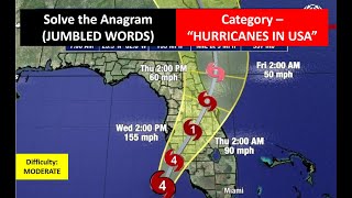 ANAGRAMS - HURRICANES IN USA, DIFFICULTY - MODERATE | WORD SCRAMBLE | JUMBLED WORDS