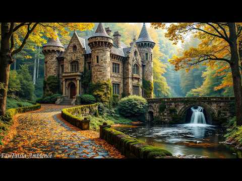 Celtic Music in the Mystical Castle | Soft Irish Tunes and the Sound of Waterfalls in Nature